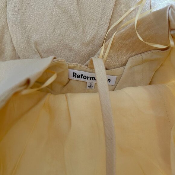 NWOT Reformation Percy Halter Linen Midi Dress Sz2 Parmesan - Picture 8 of 13